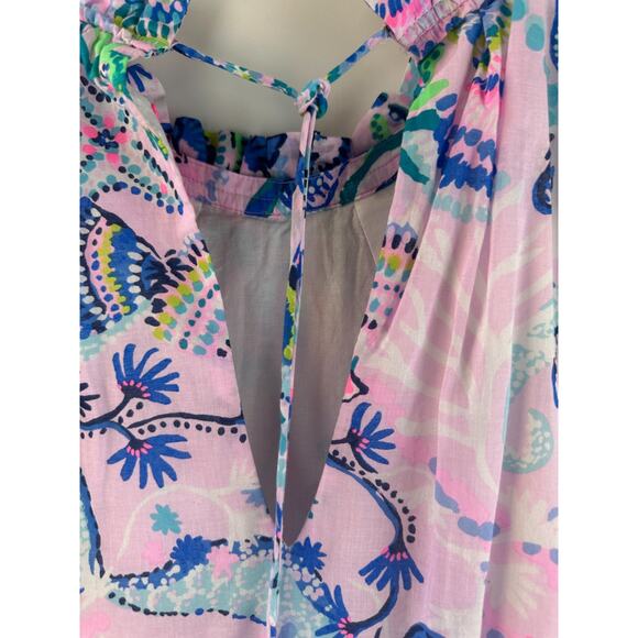 Lilly Pulitzer Everly Maxi Dress Mermaid Halter Ruffle Pink Sleeveless Size XL - Picture 9 of 16